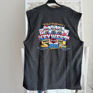 Vintage Harley Davidson Shirt Men 2XL Key West Poker Run Muscle Tank Top USA Mad